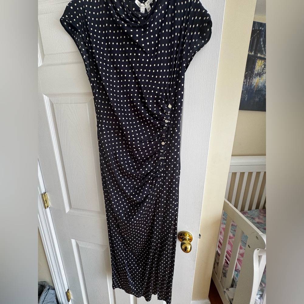 Veronica Beard navy blue and White Dotted Maxi Dress